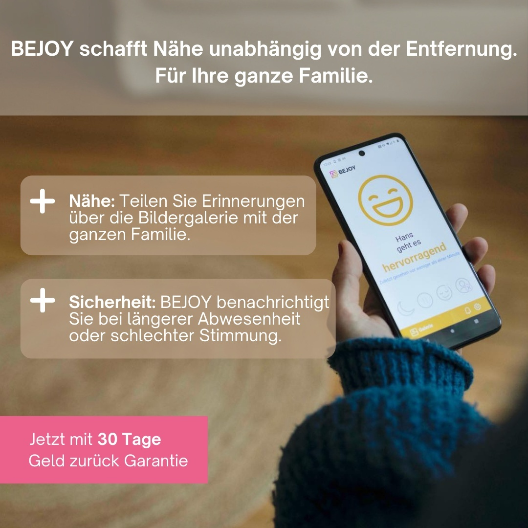 Mit dem BEJOY Senioren-Tablet wissen Sie immer, ob es Ihren Angehörigen gut geht.