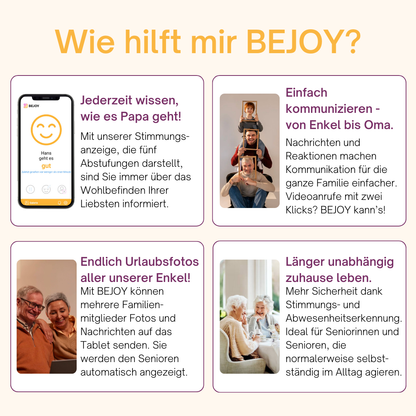 BEJOY Senioren-Tablet - Das Kommunikations-Zentrum für die ganze Familie (Tablet + BEJOY App)